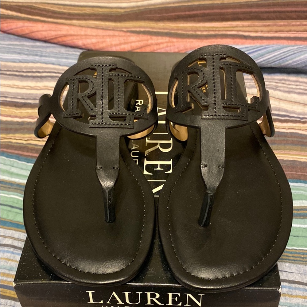 Ralph Lauren Black Sandals (Comes With Box)